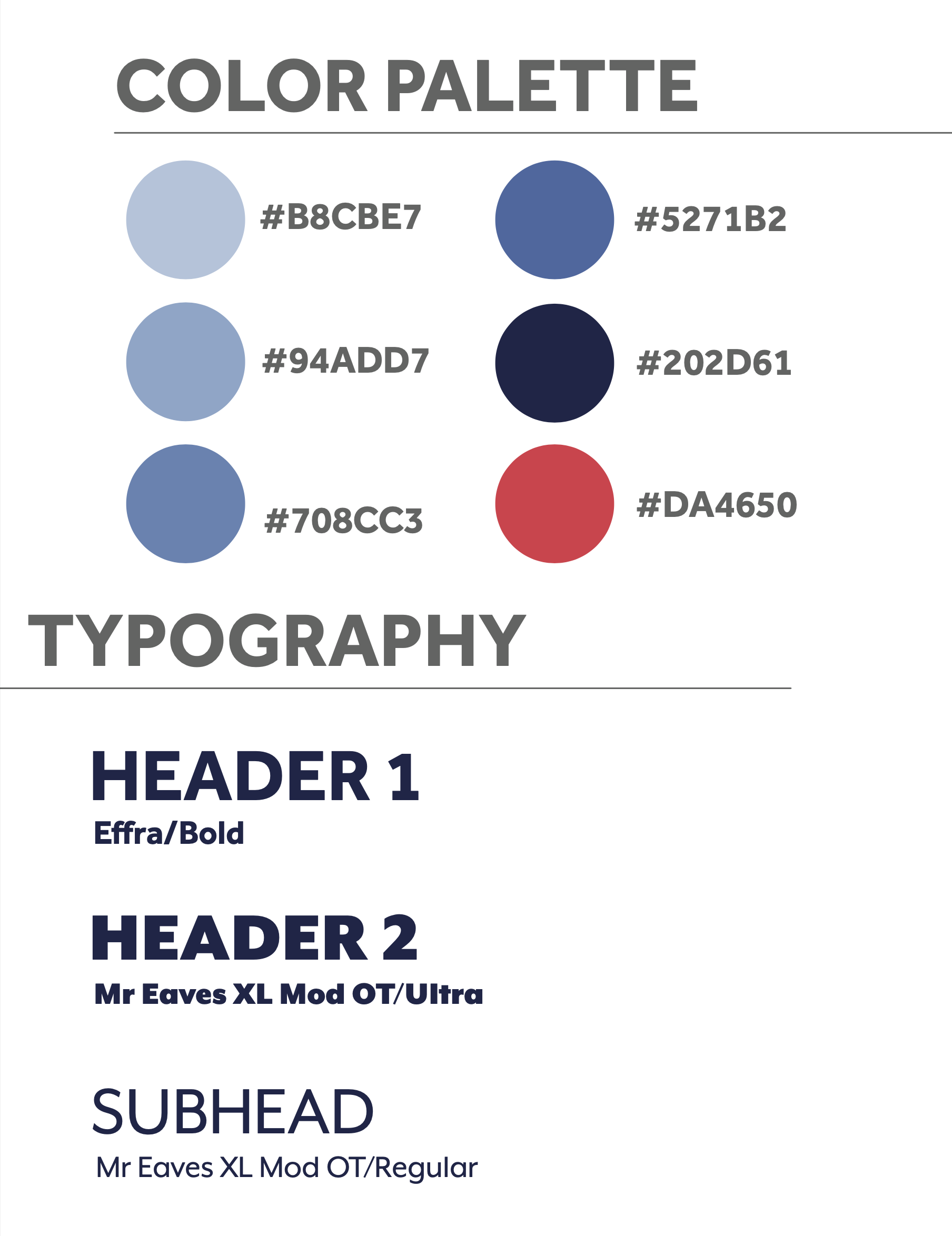 OSCC style guide for color palette and typography